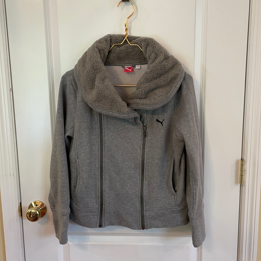 Gray Puma Cowl Neck Sweater
